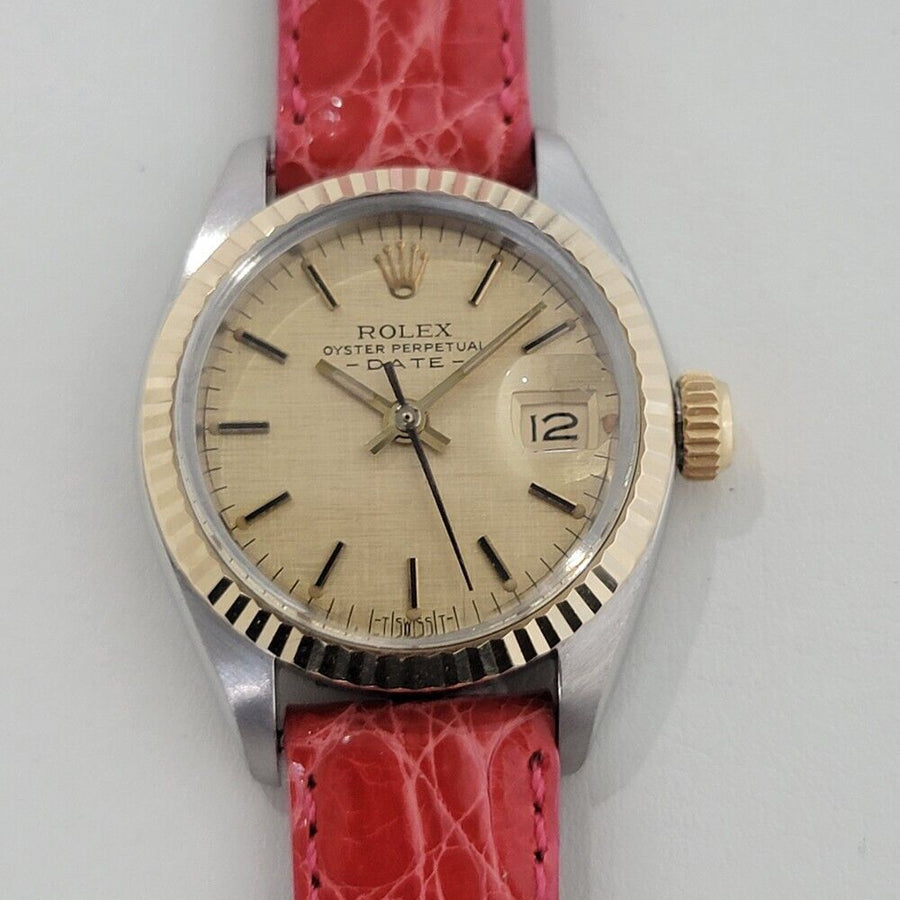 Rolex Lady Oyster Date 6917 18k Gold SS Automatic 1980s Swiss Luxury RA400R