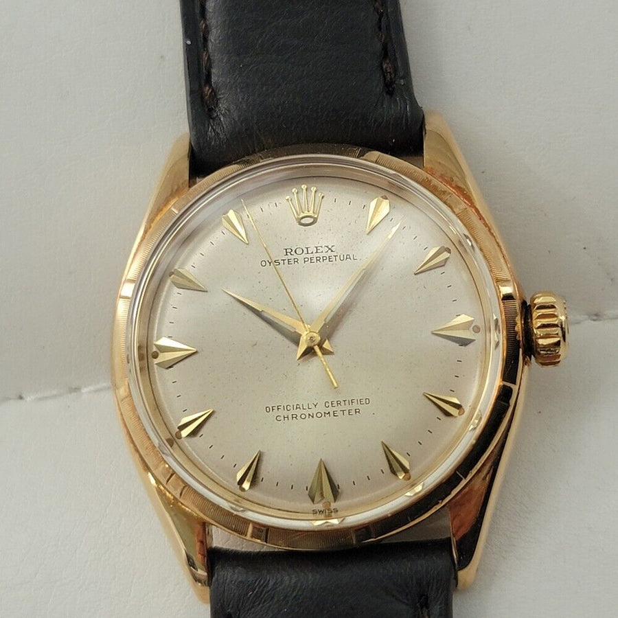 Mens Rolex Oyster Perpetual Ref 6585 14k Gold 34mm Automatic 1960s Swiss RJC162B