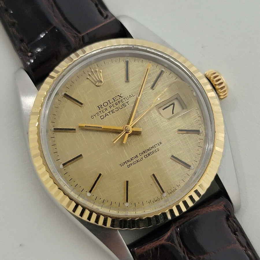 Mens Rolex Oyster Datejust Ref 16013 36mm 18k SS Automatic 1980s Swiss RA398