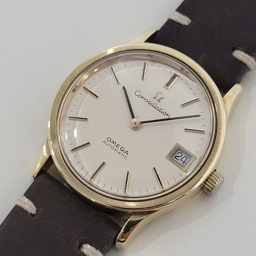 Mens Omega Constellation Ref 166 052 18k Gold Automatic w Date 1960s Swiss RA404