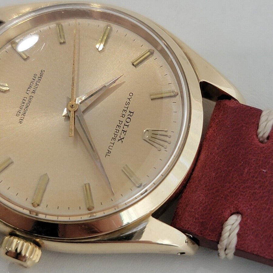 Mens Rolex Oyster Perpetual Ref 1002 34mm 14k Solid Gold Automatic 1960s NA111R