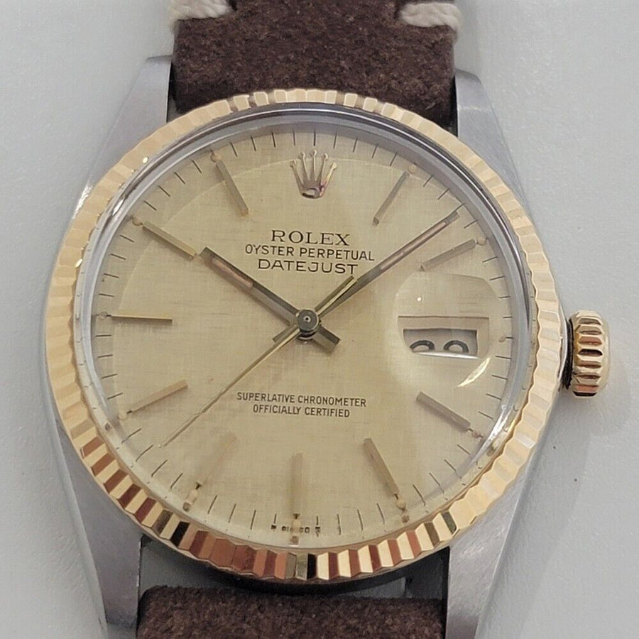 Mens Rolex Oyster Datejust Ref 16013 36mm 18k SS Automatic 1980s Swiss RA395