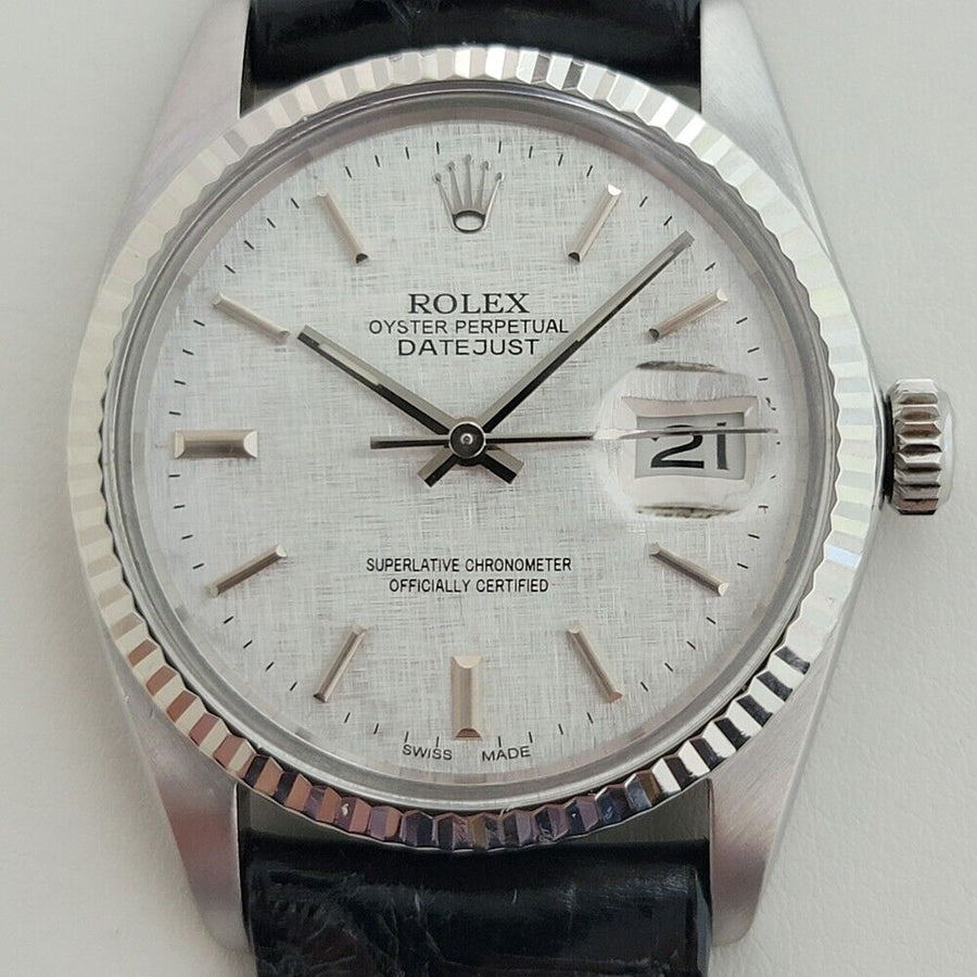 Mens Rolex Datejust Ref 16014 36mm 18k White Gold SS Automatic 1980s RA392B