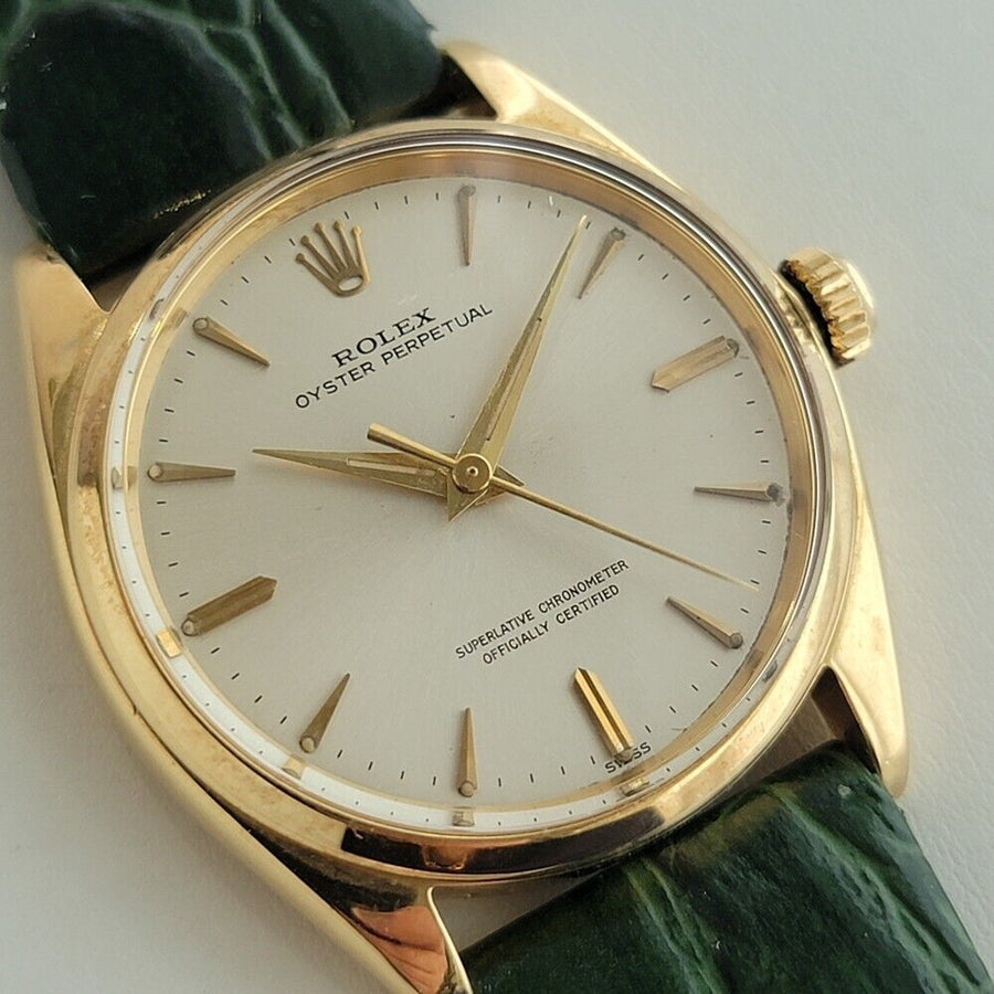 Mens Rolex Oyster Perpetual Ref 1002 34mm 18k Solid Gold Automatic 1960s NA110G