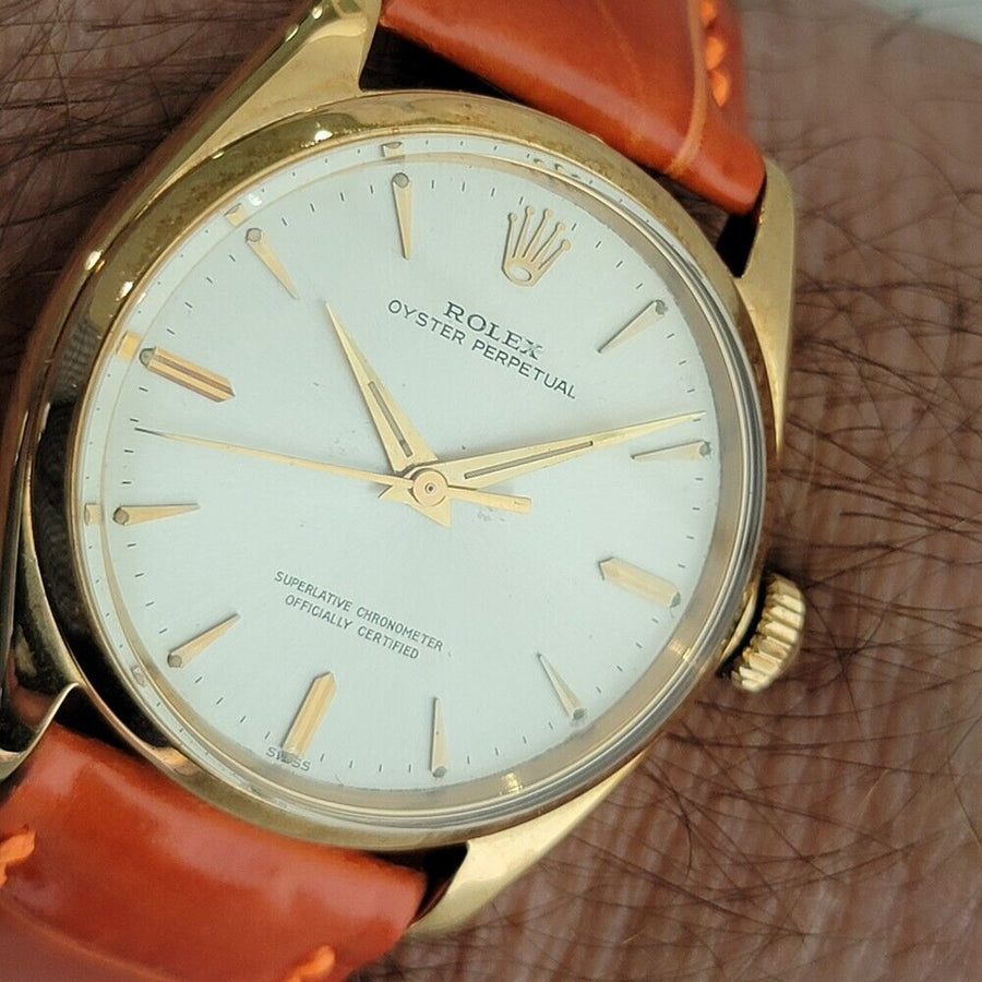 Mens Rolex Oyster Perpetual Ref 1002 34mm 18k Solid Gold Automatic 1960s NA110