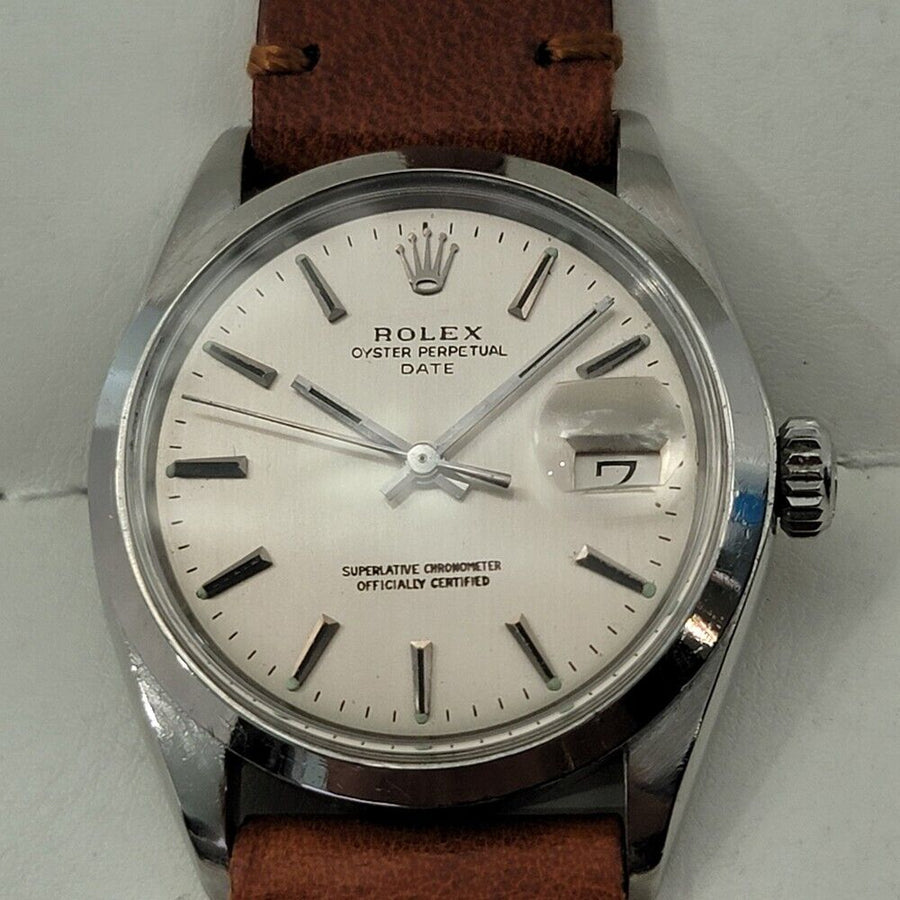 Mens Rolex Oyster Perpetual Date 1500 35mm Automatic 1960s Swiss Vintage RA259T