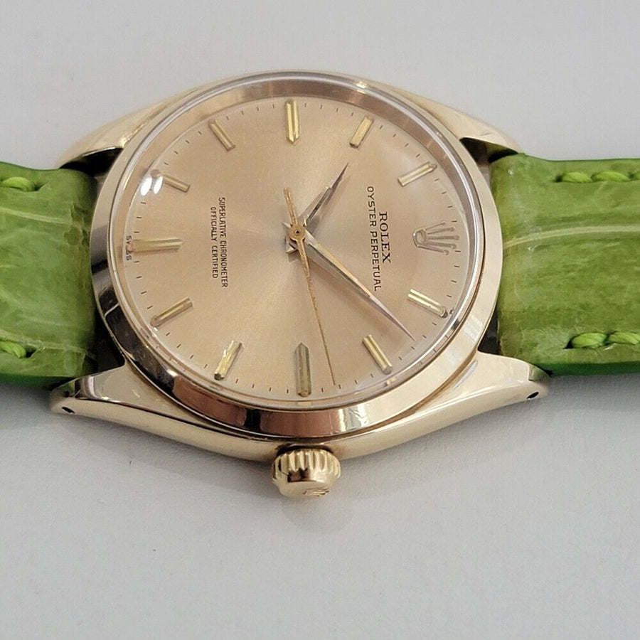 Mens Rolex Oyster Perpetual Ref 1002 34mm 14k Solid Gold Automatic 1960s NA111