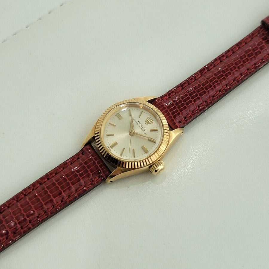 Rolex Lady Oyster Perpetual 6619 18k Gold Dress Watch 1960s Swiss Luxury RA418R