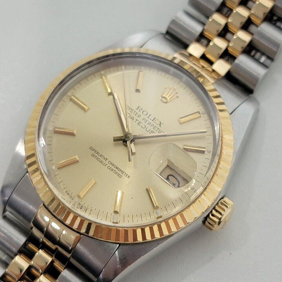 Mens Rolex Oyster Datejust Ref 16013 36mm 18k SS Automatic 1980s Swiss RA396