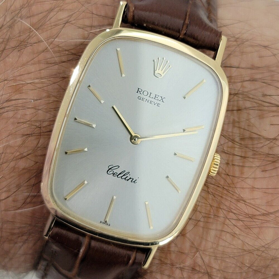 Mens Rolex Cellini Ref 4113 27mm 18k Solid Gold 1970s Vintage Luxury RA386