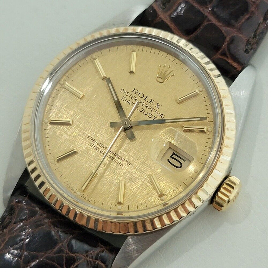 Mens Rolex Oyster Datejust Ref 16013 18k SS 36mm Automatic 1980s Vintage NA105B