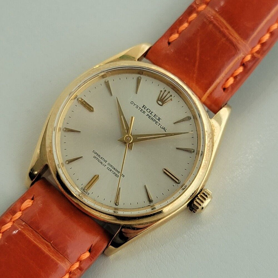 Mens Rolex Oyster Perpetual Ref 1002 34mm 18k Solid Gold Automatic 1960s NA110