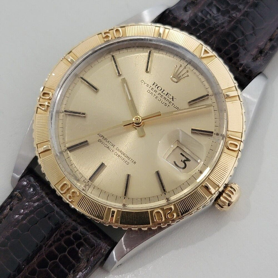 Mens Rolex Datejust Ref 1625 Thunderbird 36mm 18k Gold SS Automatic 1970s NA102