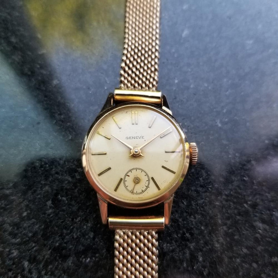 Ladies Swiss Geneve 18k Rose Gold 1960s 20mm Cocktail Watch Swiss Vintage RAC3