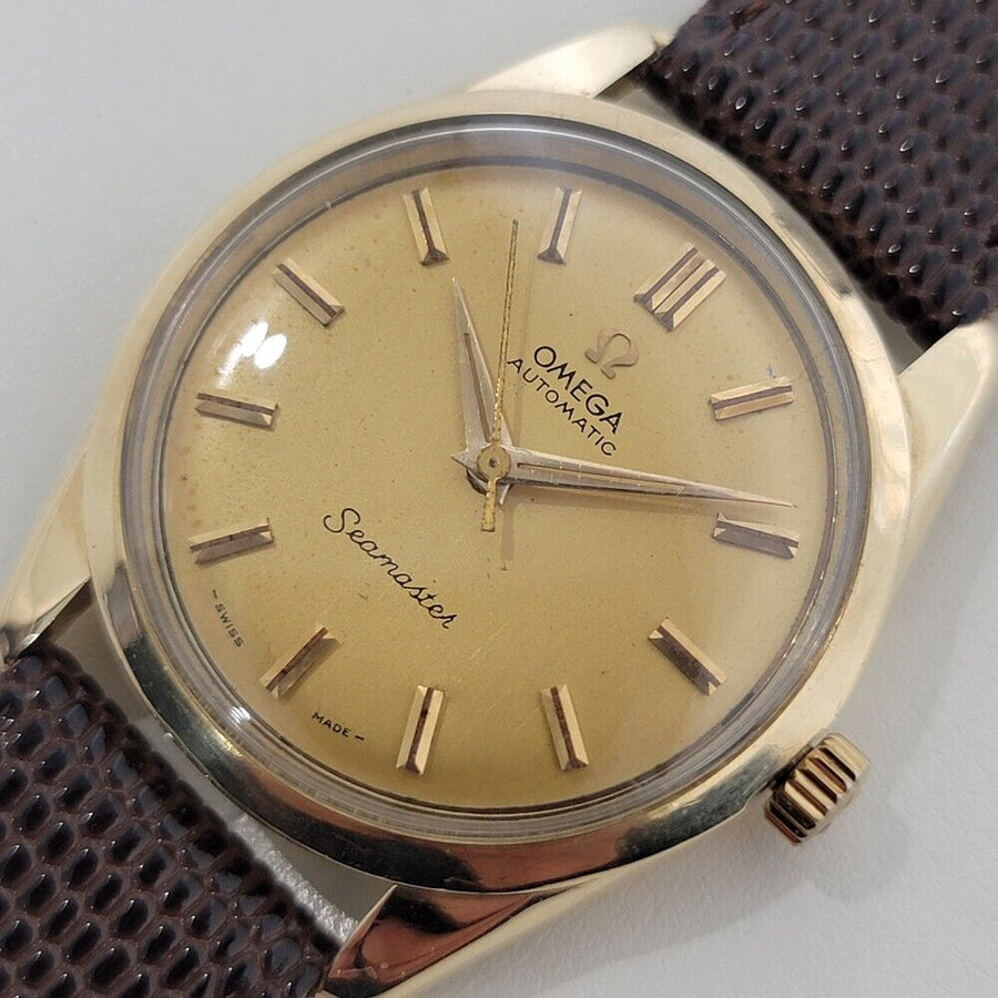 Mens Omega Seamaster Ref 2975 35mm 14k Gold Automatic 1950s Swiss Vintage RA406