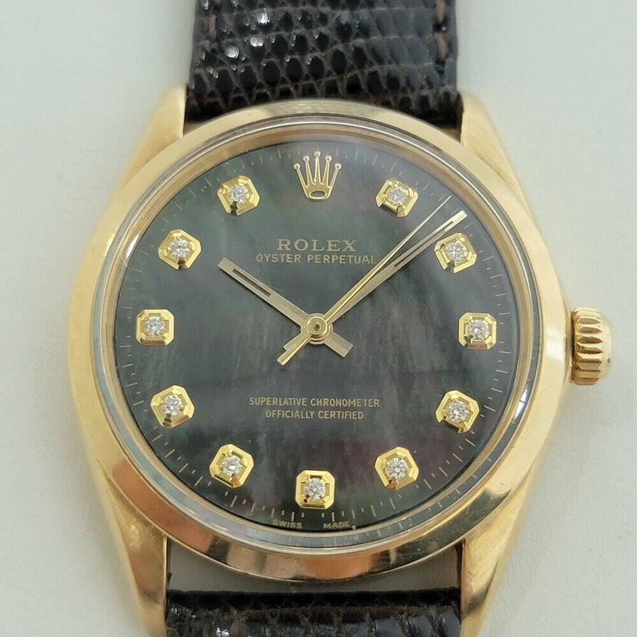 Mens Rolex Oyster Perpetual 1002 34mm 18k Automatic Diamond MOP dial 1960s RA382