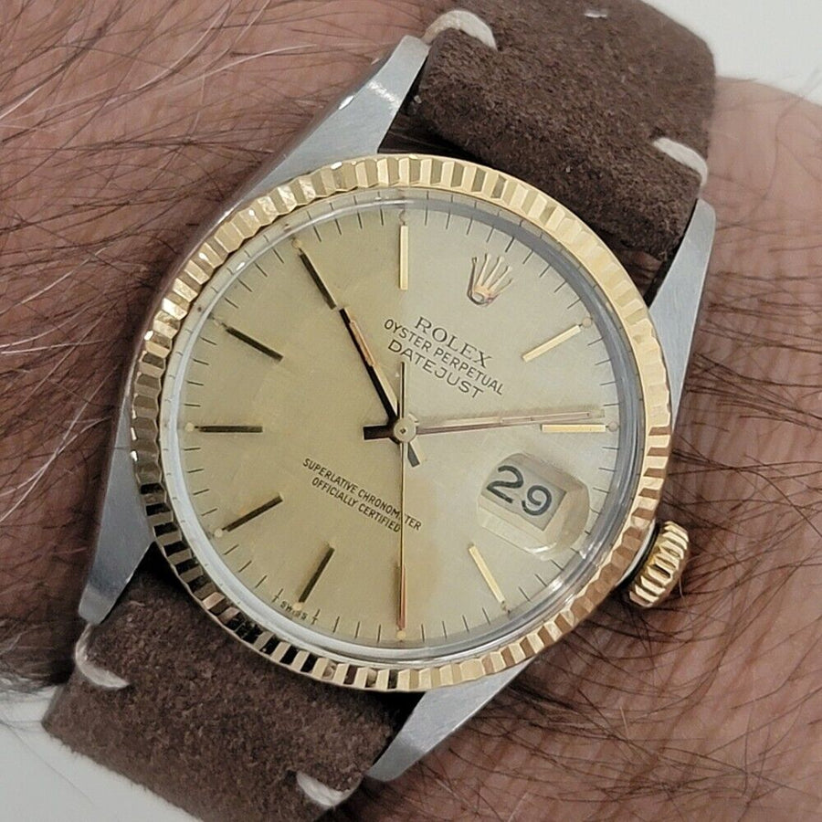 Mens Rolex Oyster Datejust Ref 16013 36mm 18k SS Automatic 1980s Swiss RA395