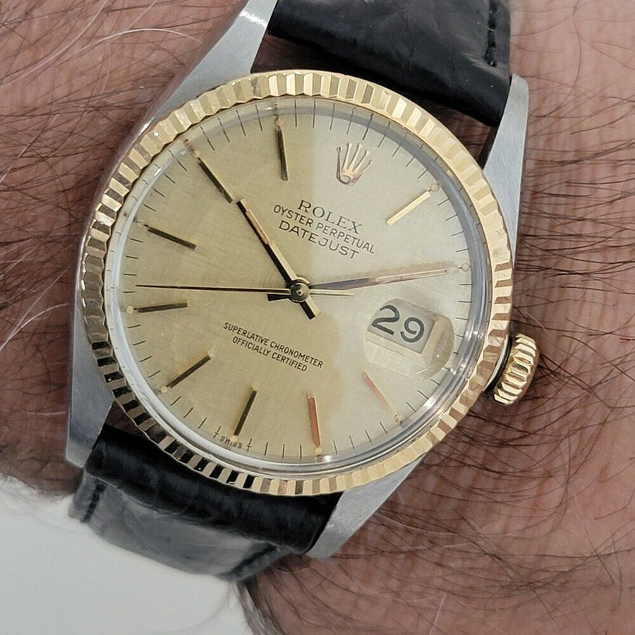 Mens Rolex Oyster Datejust Ref 16013 36mm 18k SS Automatic 1980s Swiss RA395B