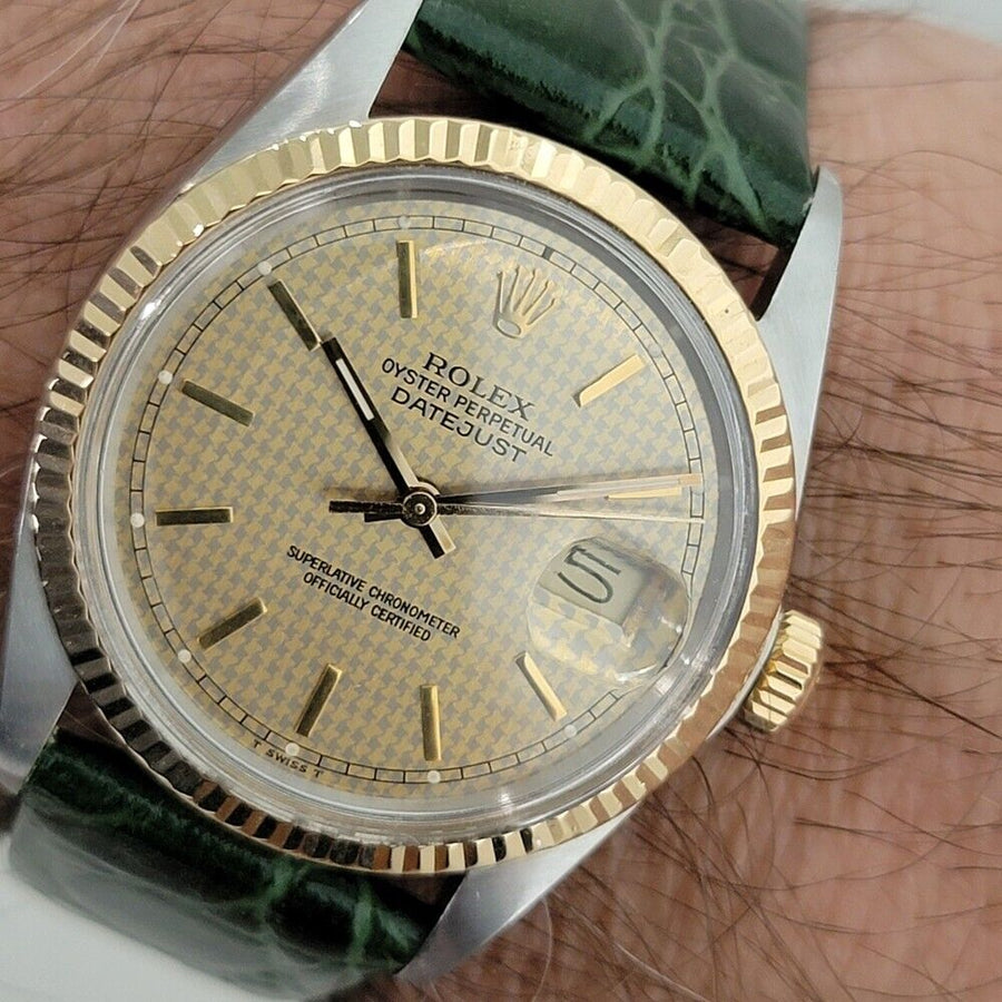 Mens Rolex Oyster Datejust Ref 16013 36mm 18k SS Automatic 1980s Swiss RA399G