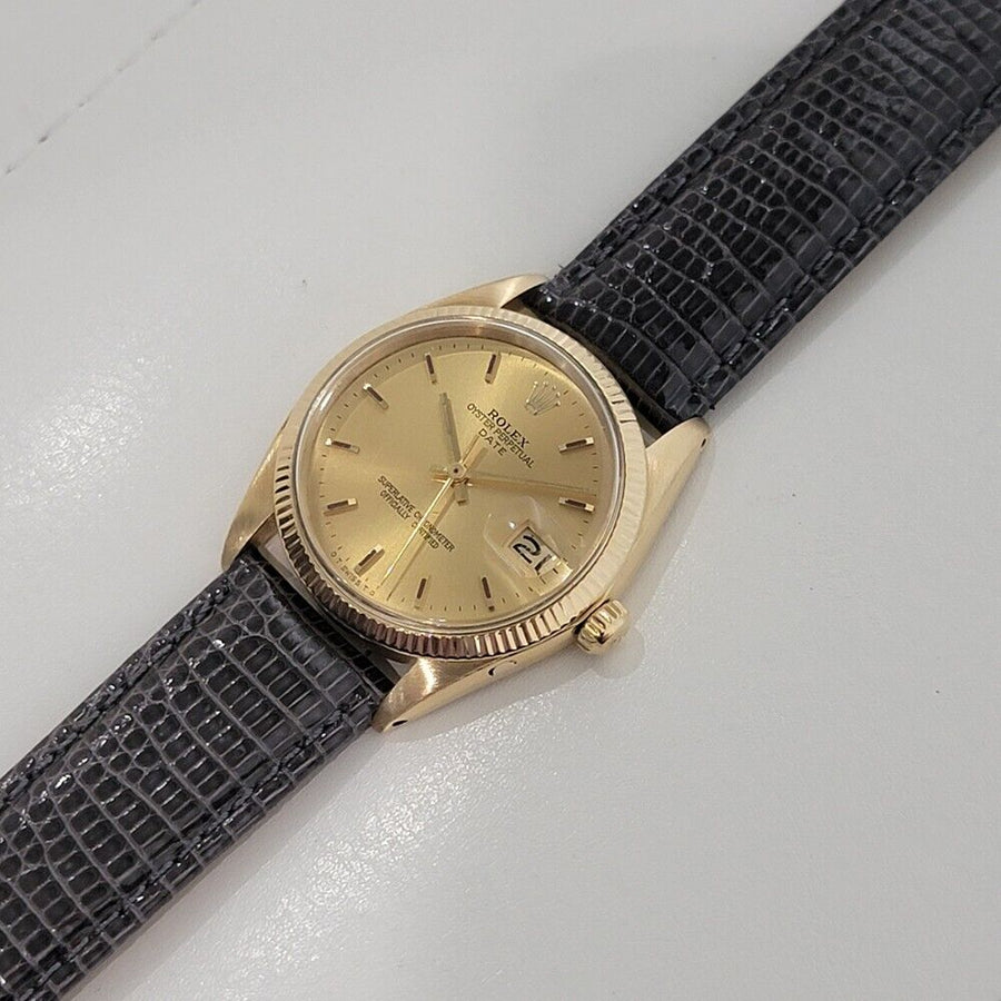 Mens Rolex Oyster Perpetual Date 1503 18k Solid Gold 34mm Automatic 1960s RA387