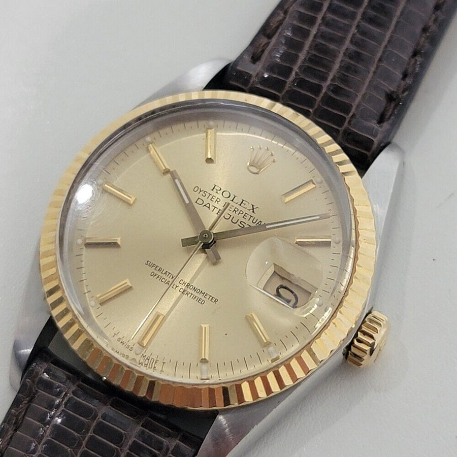 Mens Rolex Oyster Datejust Ref 16013 36mm 18k SS Automatic 1980s Swiss RA396B