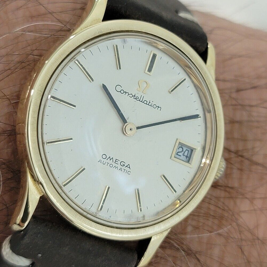 Mens Omega Constellation Ref 166 052 18k Gold Automatic w Date 1960s Swiss RA404