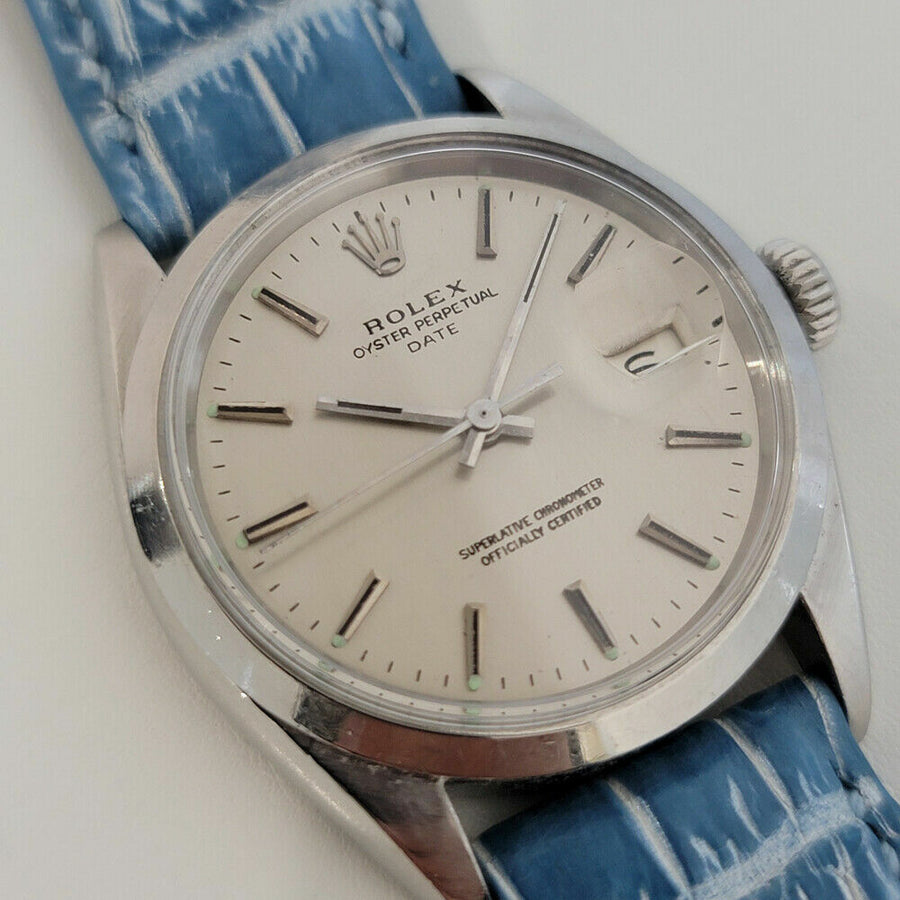 Mens Rolex Oyster Perpetual Date 1500 35mm 1960s Automatic Vintage RA259B