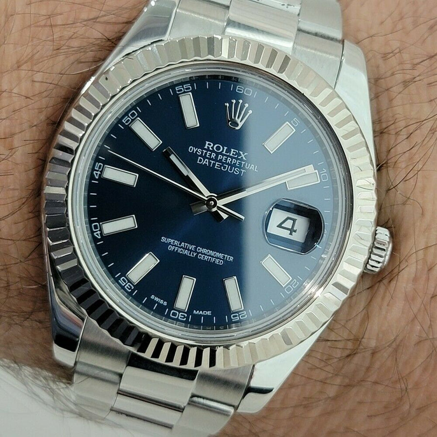 Mens Rolex Datejust 126334 41mm 18k Gold SS Automatic Blue Dial 2010s RA274