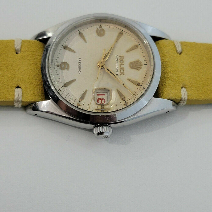 Mens Rolex Oysterdate Precision Ref 6494 34mm Hand-Wind 1950s Vintage RA191