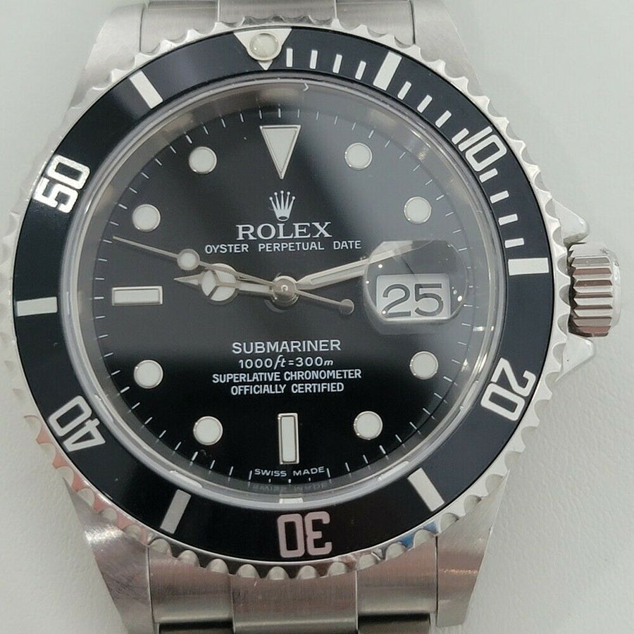 Mens Rolex Submariner Ref 16610 Date Automatic 2000s All Original w Pouch RA257