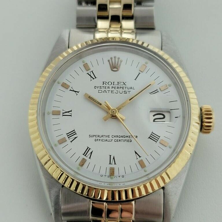 Mens Rolex Oyster Datejust 1600 36mm 14k Gold SS 1960s Automatic Swiss RA169
