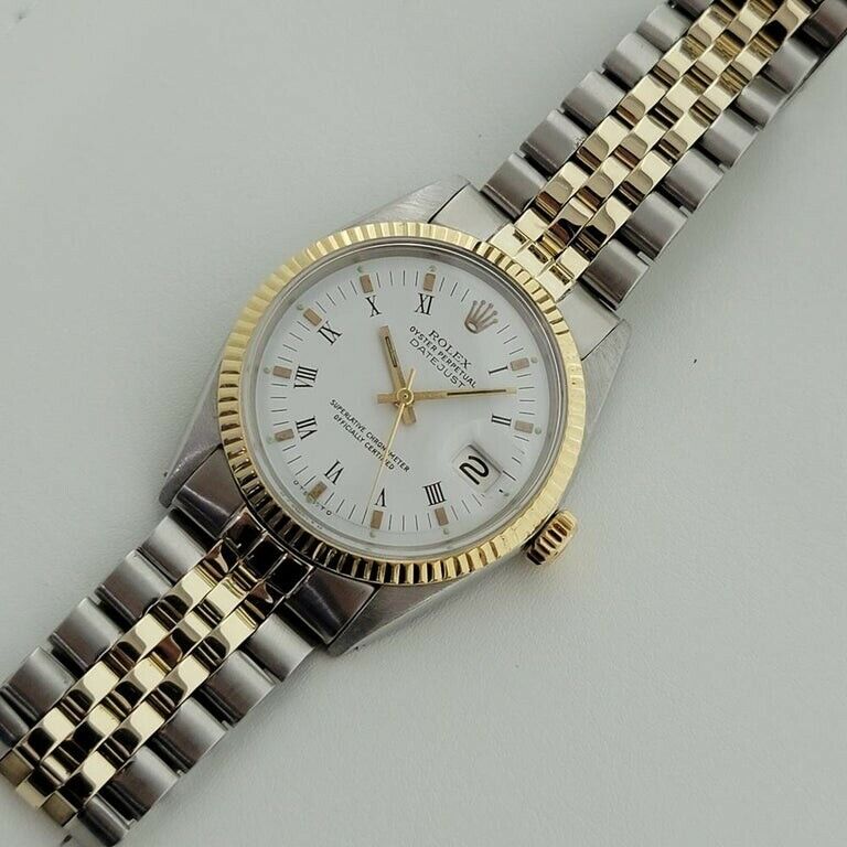 Mens Rolex Oyster Datejust 1600 36mm 14k Gold SS 1960s Automatic Swiss RA169