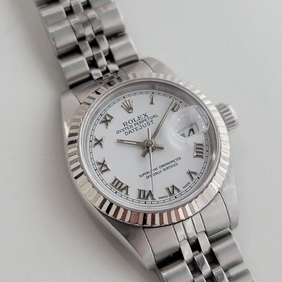 Ladies Rolex Oyster Datejust 69190 26mm 18k White Gold SS Automatic 1990s OM101