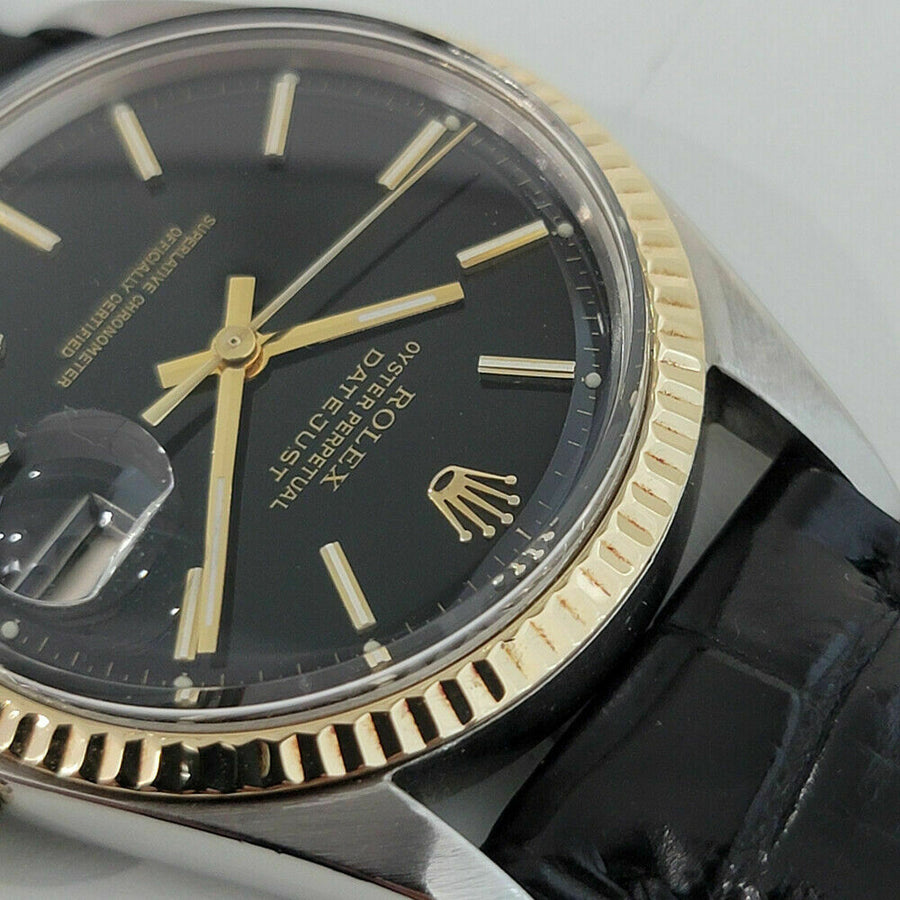 Mens Rolex Oyster Datejust Ref 1601 36mm 18k SS Automatic 1970s Vintage RJC172