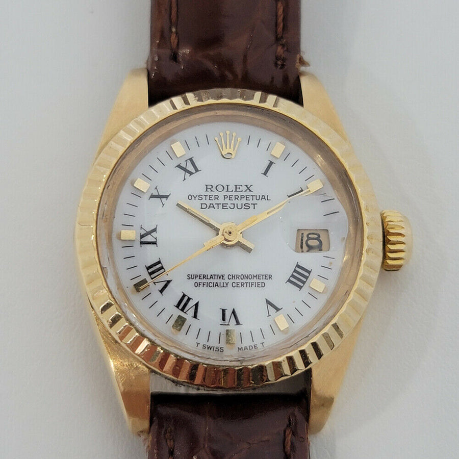 Ladies Rolex Oyster Date Ref 6917 26mm 18k Solid Gold Automatic 1980s Swiss RA30