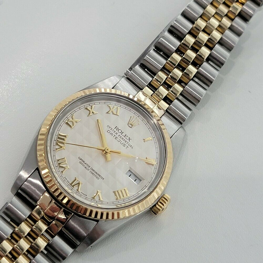 Mens Rolex Datejust Ref 16013 36mm 18k Gold SS Automatic 1980s 