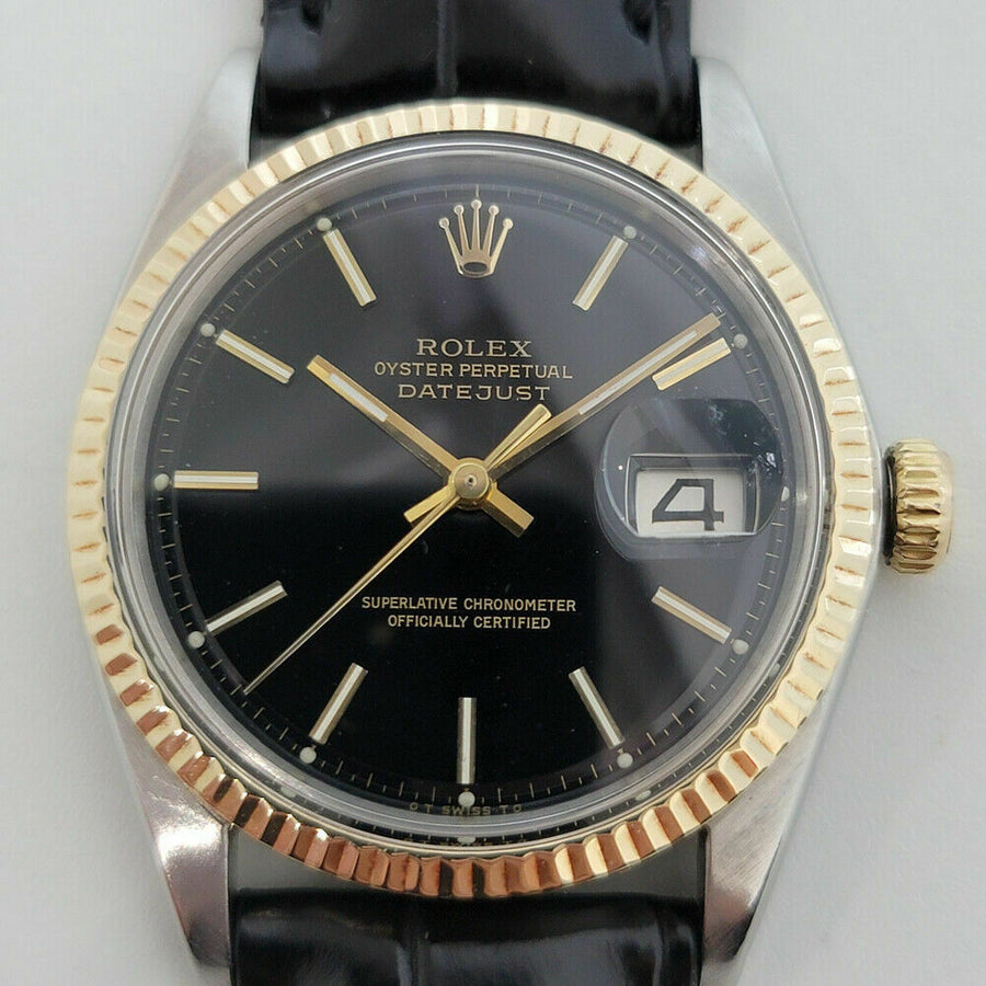 Mens Rolex Oyster Datejust Ref 1601 36mm 18k SS Automatic 1970s Vintage RJC172