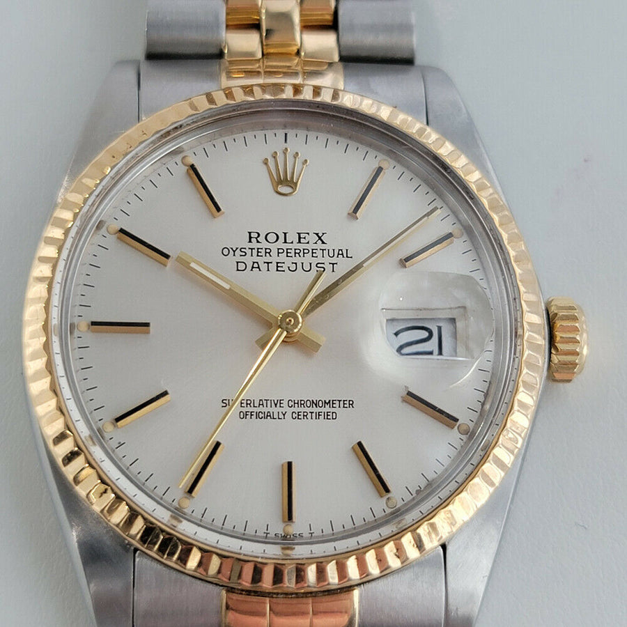 Mens Rolex Datejust Ref 16013 36mm 18k Gold SS Automatic 1980s Swiss RA270