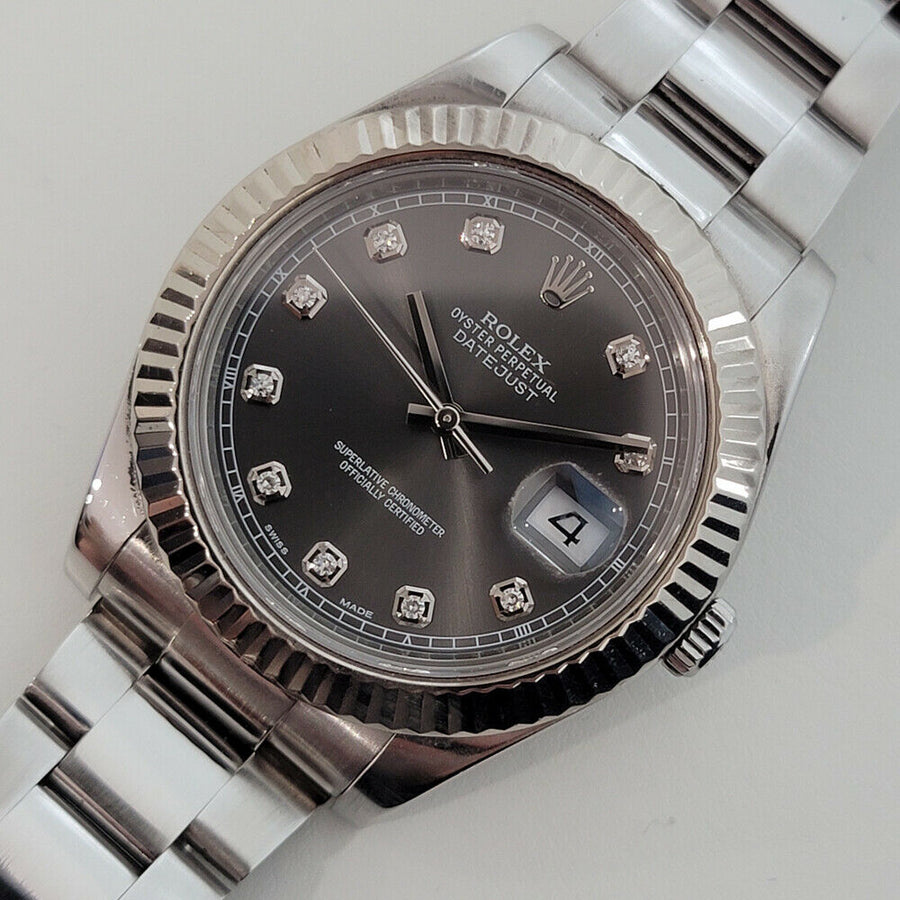 Mens Rolex Datejust II 116334 41mm Rhodium Diamond Dial Automatic 2010s RJC150