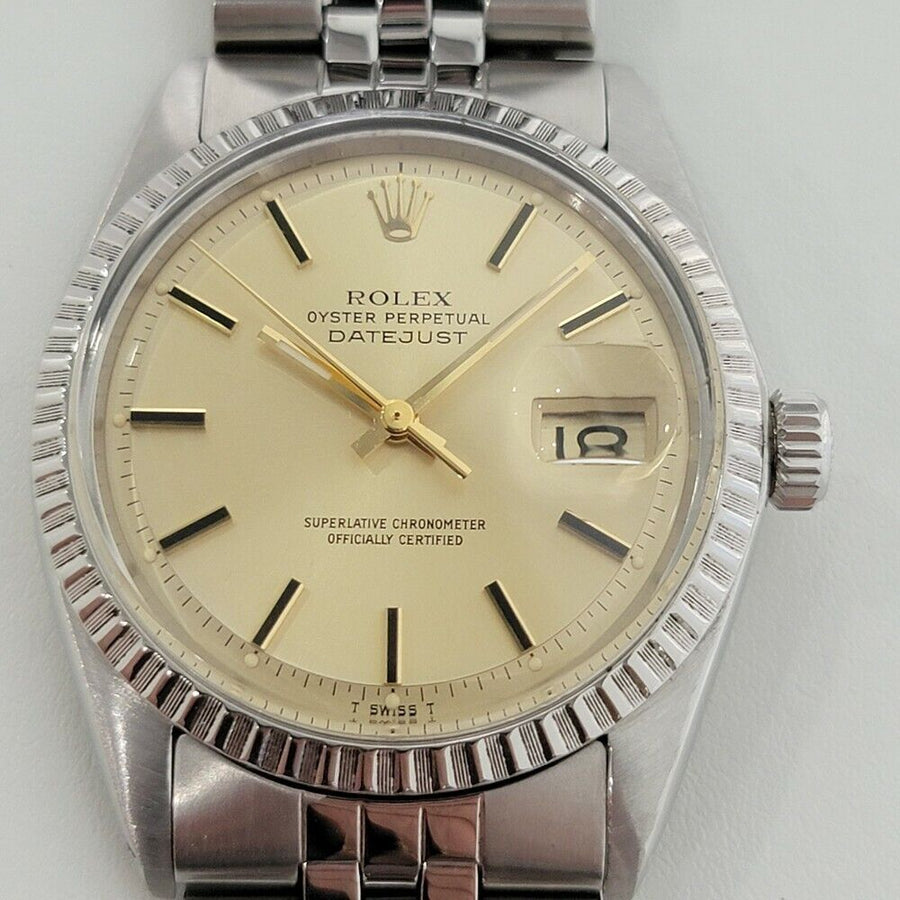 Mens Rolex Oyster Datejust 1603 36mm Stainless Auto 1970s Swiss Vintage RA226