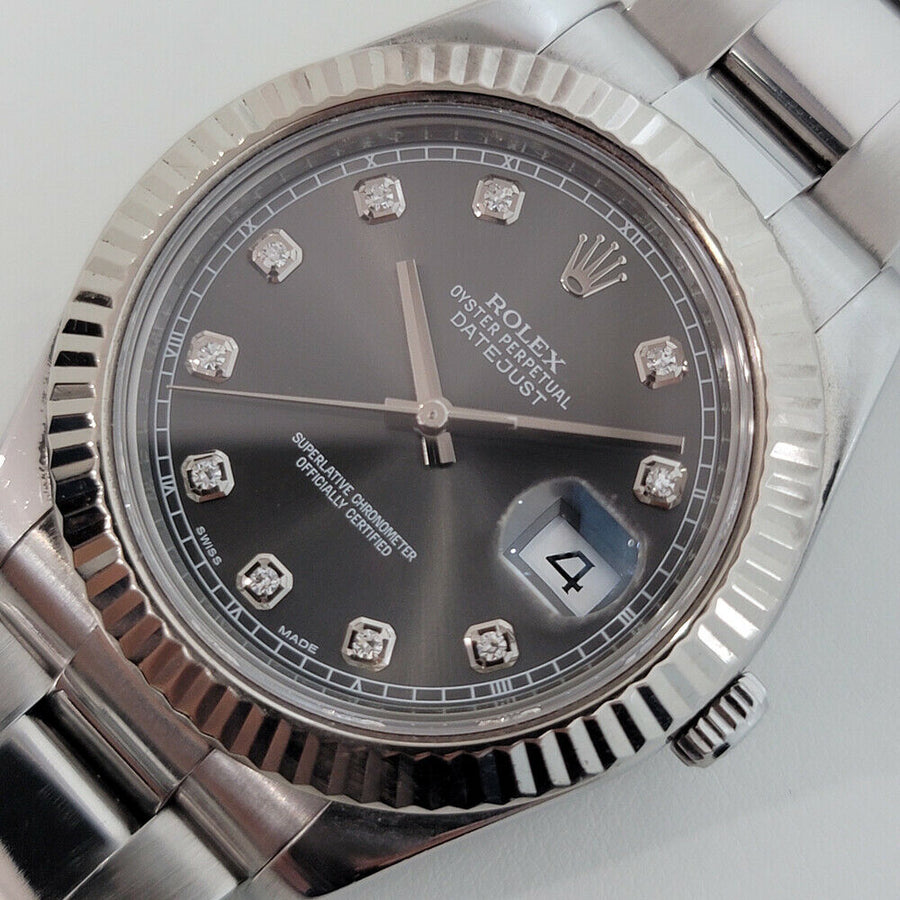 Mens Rolex Datejust II 116334 41mm Rhodium Diamond Dial Automatic 2010s RJC150