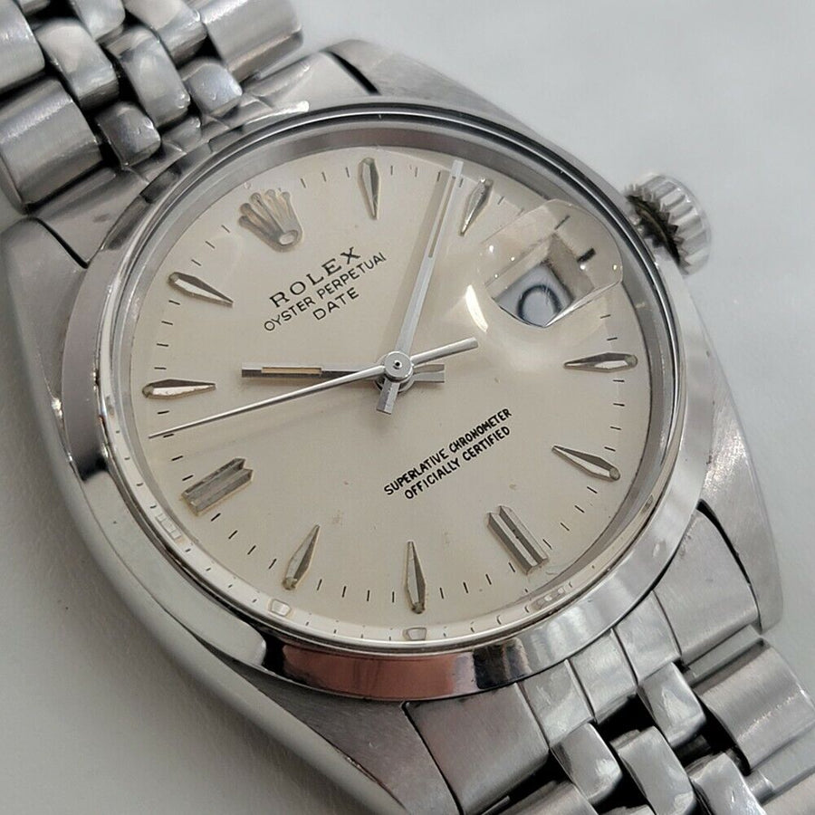 Mens Rolex Oyster Perpetual Date 1500 35mm 1960s Automatic Vintage Swiss RA203