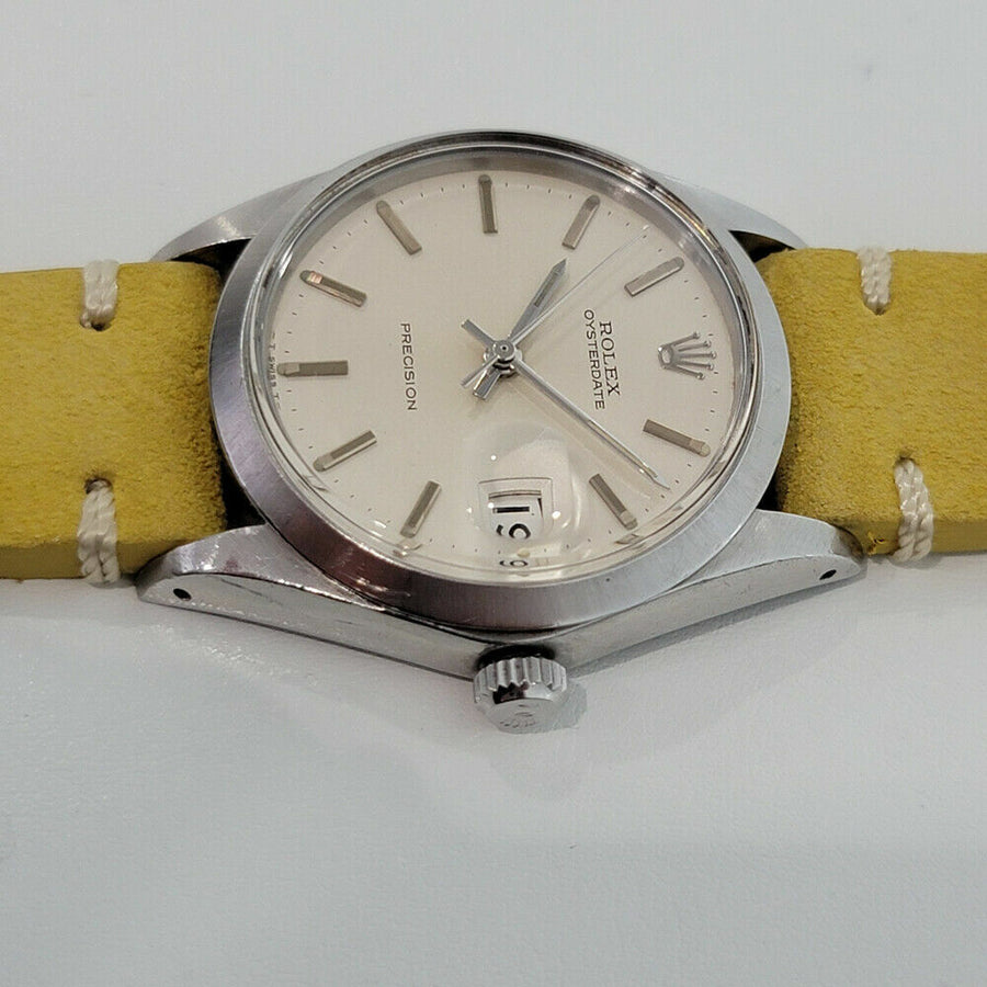 Mens Rolex Oysterdate Precision 6694 w Orig Box Paper 34mm Manual 1960s RA261Y