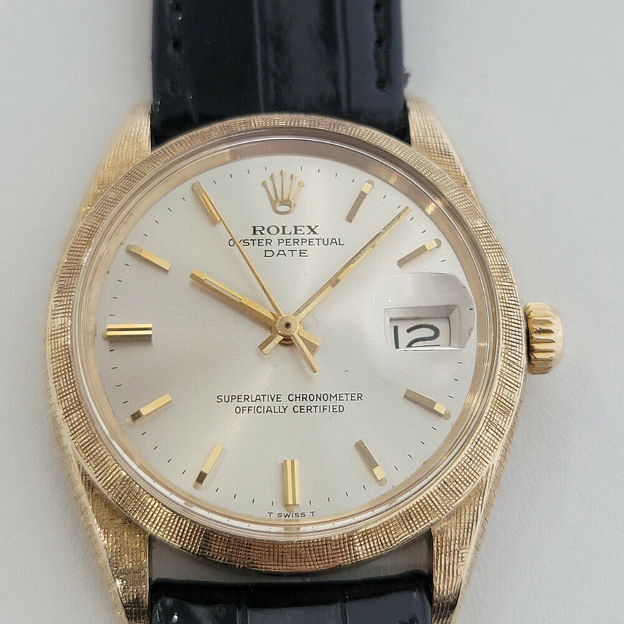 Mens Rolex Oyster Perpetual Date 1500 35mm 14K Gold Automatic 1960s Swiss RA267