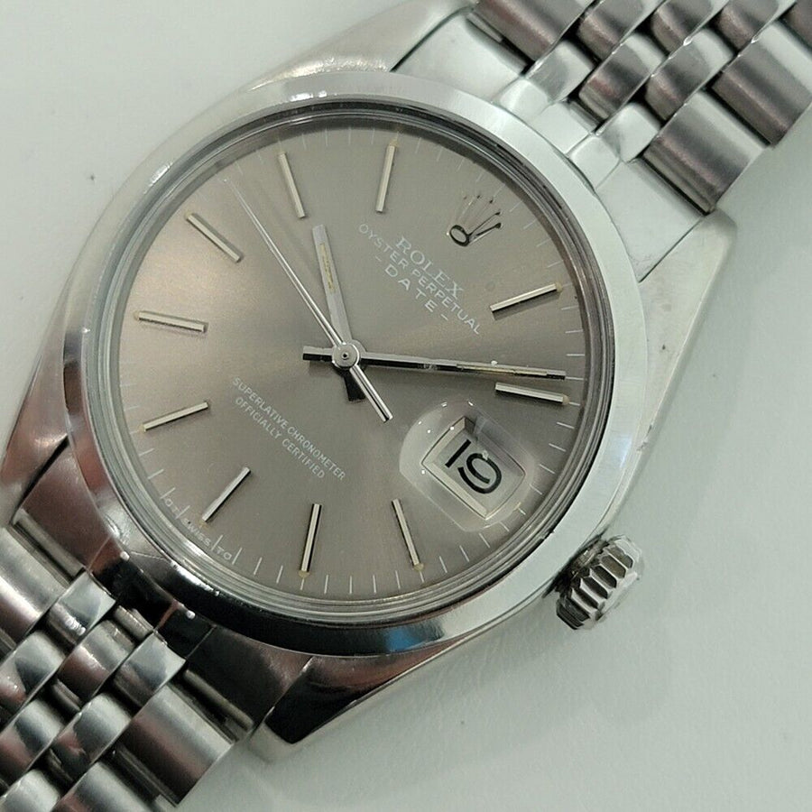 Mens Rolex Oyster Perpetual Date Ref 1500 35mm 1970s Automatic Vintage Lux RA293