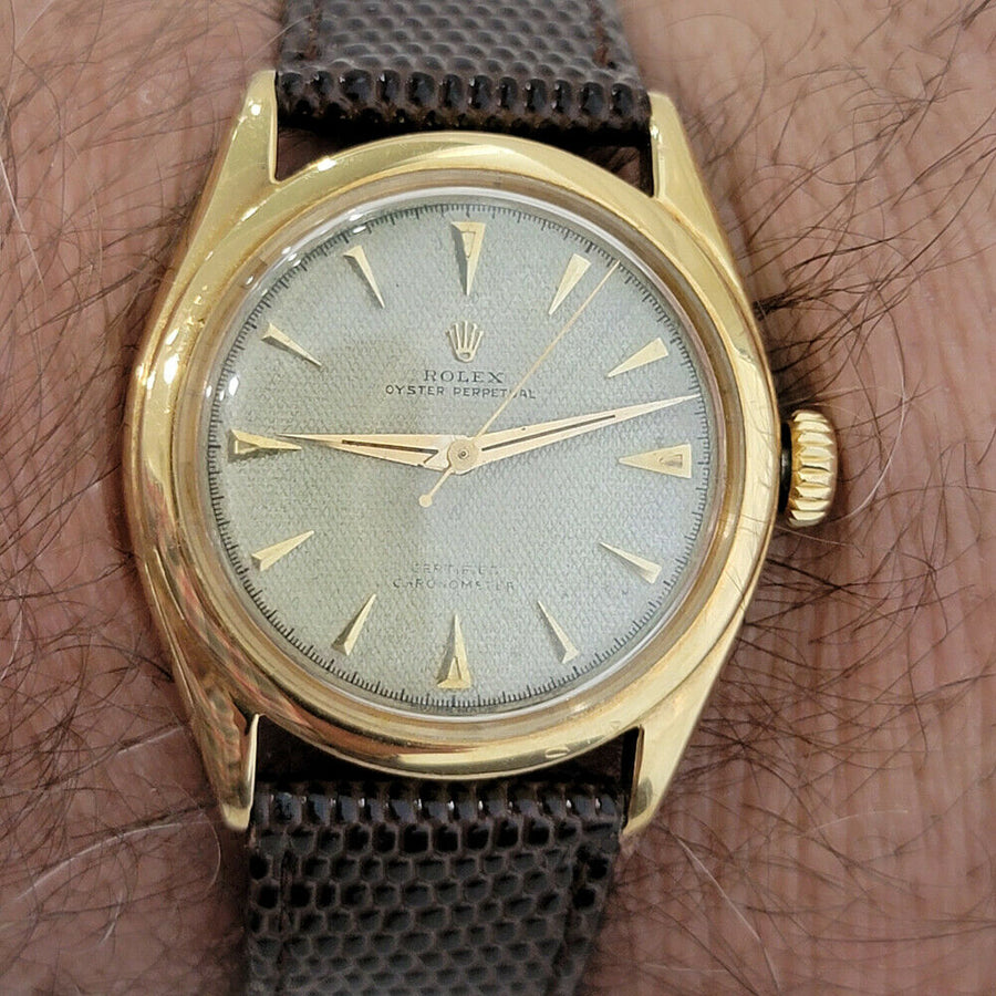 Mens Rolex Oyster Perpetual 6084 18k Gold Bubbleback Automatic 1950s RA227B