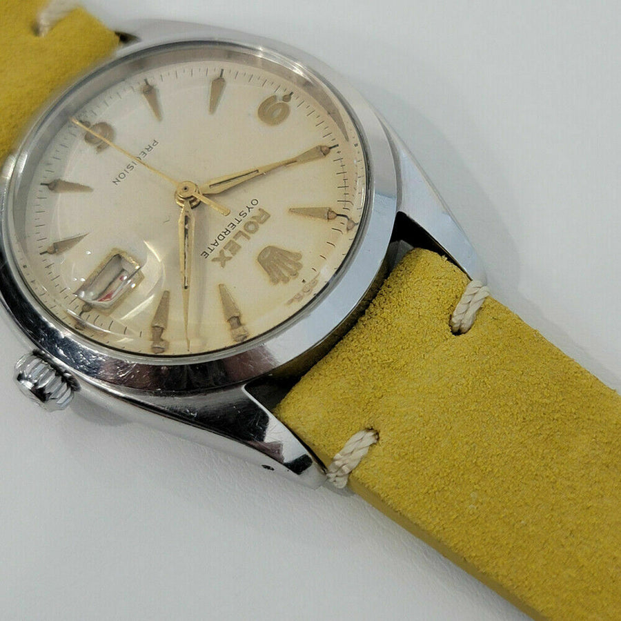 Mens Rolex Oysterdate Precision Ref 6494 34mm Hand-Wind 1950s Vintage RA191