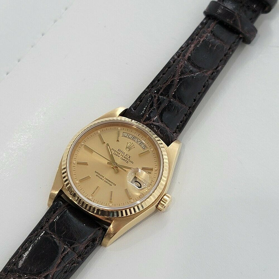 Mens Rolex Day Date President 18038 36mm 18k Gold Automatic 1970s Swiss RA280