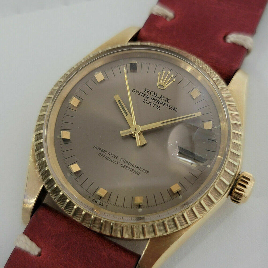 Mens Rolex Oyster Perpetual Date 1503 35mm 14k Solid Gold Automatic 1970s RJC120