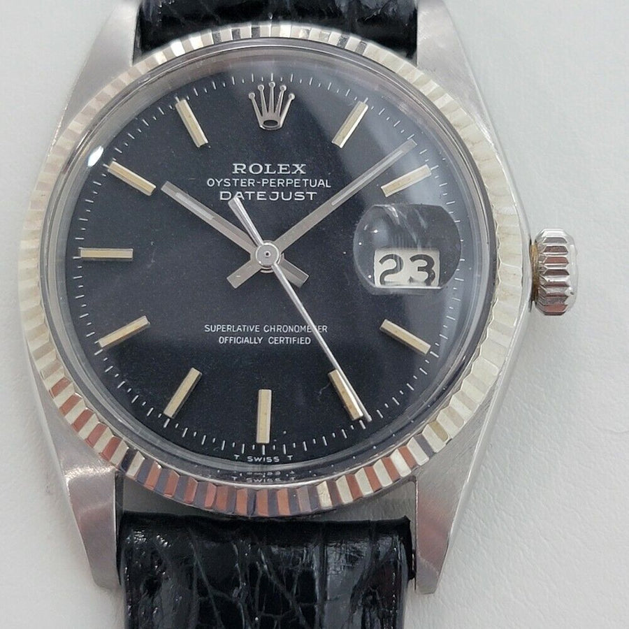 Mens Rolex Oyster Datejust 1601 36mm 18k White Gold SS 1960s Automatic RA286